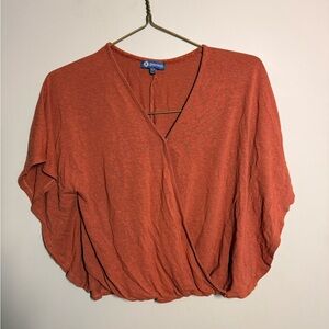 Democracy Rust Orange Dolman Wrap Blouse